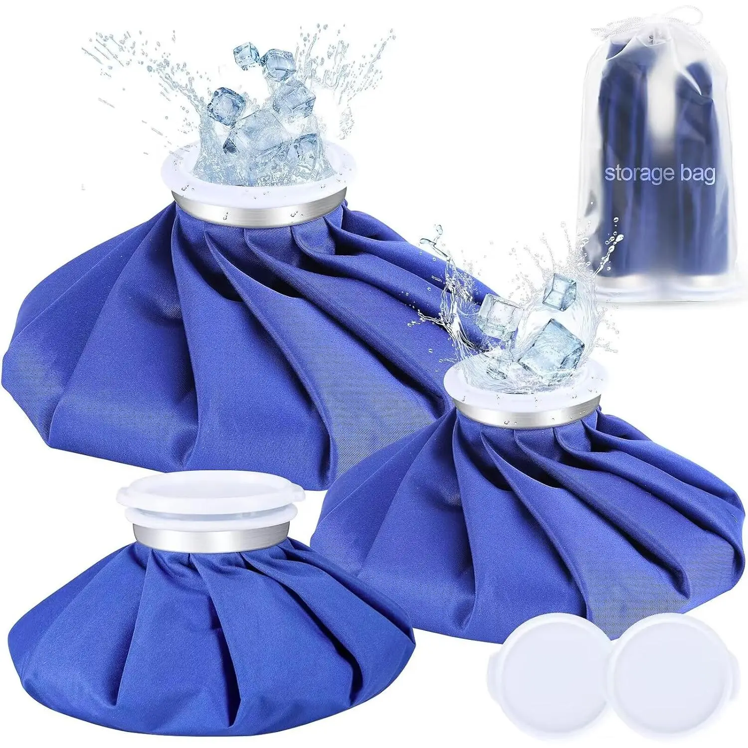 Ice Packs for Injuries - Reusable Thickening Cold Packs & Hot Water Bag - 3PCS - Ice Bag Sizes (6"9" 11") - Durable and Easy to Carry Storage circular  ice  pack  adults