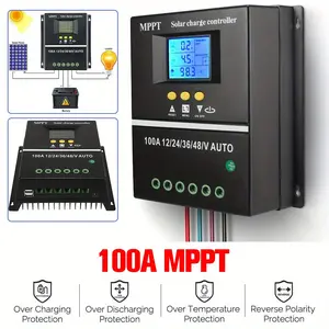 100A High-Efficiency MPPT Solar Charge Controller - Dual USB Quick Charger for 12V/24V/36V/48V Lead Acid and Lithium Batteries with LCD Display and Multi-Protection