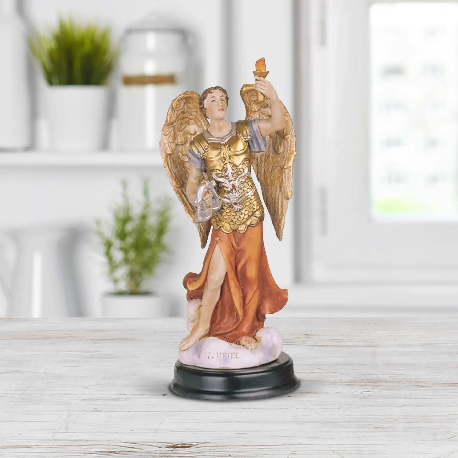 5"H Archangel Uriel Statue Angel of Wisdom Holy Figurine Religious Decoration