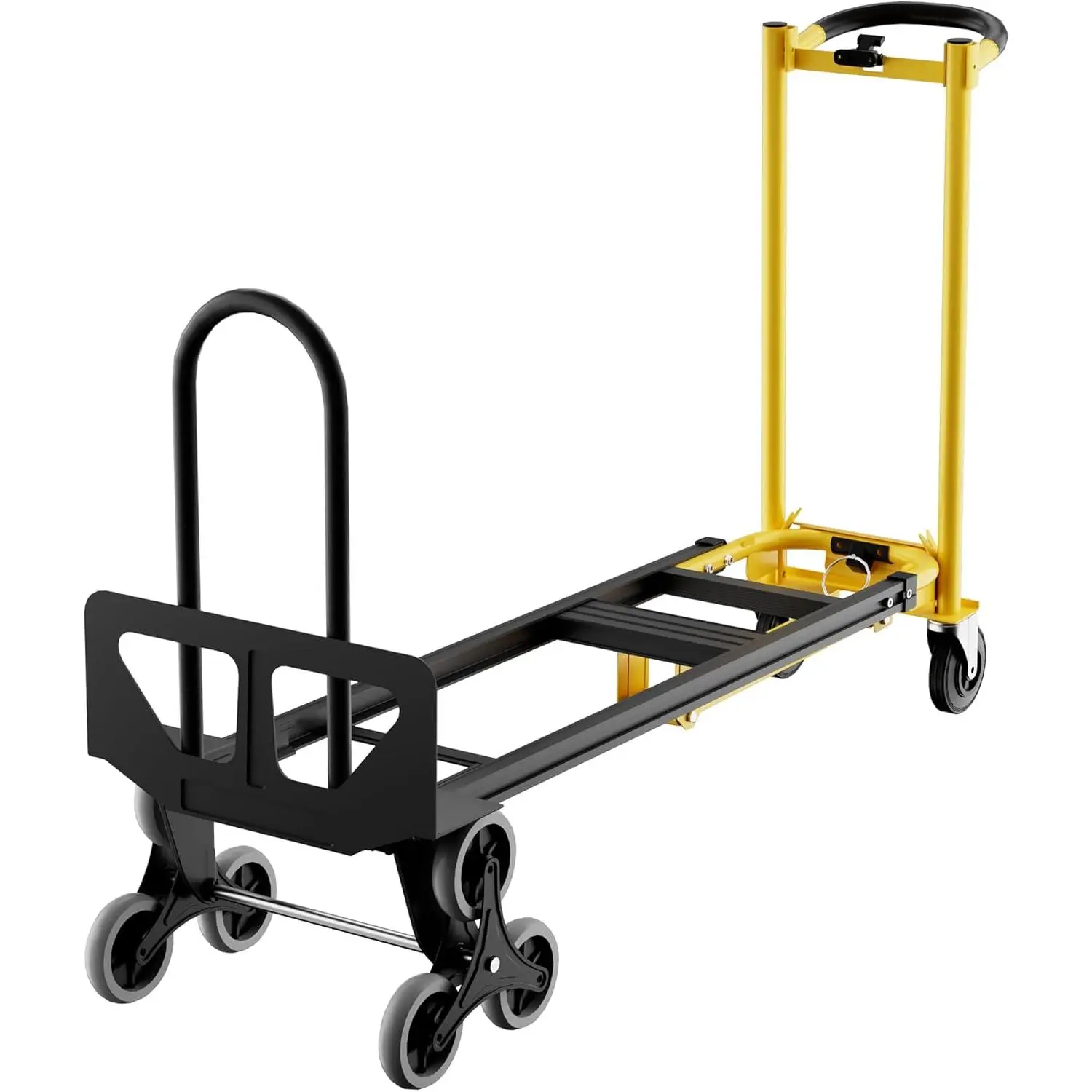 800lb Capacity 3-in-1 Convertible Aluminum Foldable Utility Cart, Stair-Climbing Hand Truck Dolly with Wheels for Home & Office, Yellow