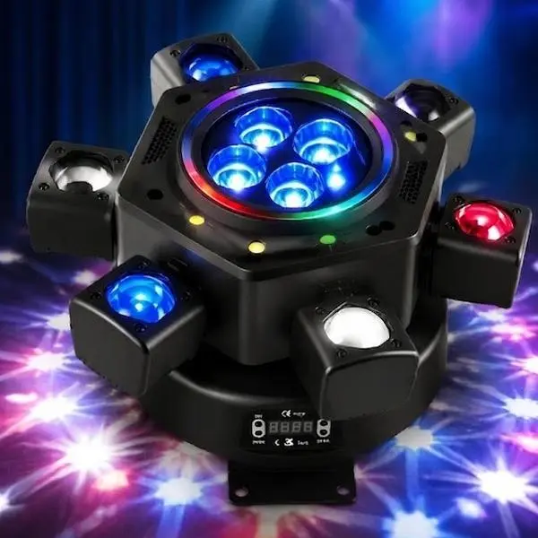 XDV 150W RGBW Moving Head DJ Light - 6-Arm Beam Stage Light with DMX,Sound Control,Adjustable LEDs,Super Bright LED,RGB Multi Color,RGB LED Effects for Father's Day,Party,Wedding, Rgb Changing Led, Rgbw Light Source，Halloween Party