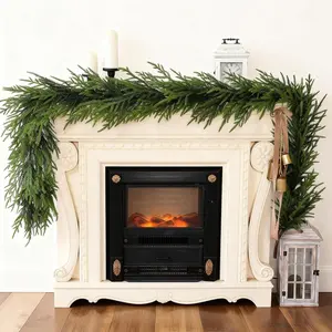 Artificial Norfolk Pine Garland 9 FT Faux Christmas Garland for Fireplace Table Stairs Mantle Window Indoor Outdoor Home Holiday Decor 1 PCS
