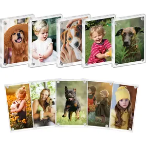 Pet Photo Stand Desktop Simple Design Portable Thin Acrylic Magnetic Frame, Pet Photography Accessory, Home Decor