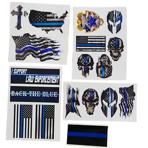 Mega Variety Pack of Thin Blue Line Skull Police Officer Blue Lives Matter American Flag Vinyl Decal Sticker Car Truck (19 Pack)