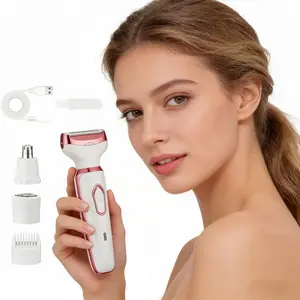 4-in-1 women's electric nose hair shaver, multi-function epilator set, USB Rechargeable Shaver, Cordless Body Shaver, Body Facial Trimmer, suitable for face, nose, legs, armpits and bikini trimming - the best gift for Mother's Day & Valentine's Day