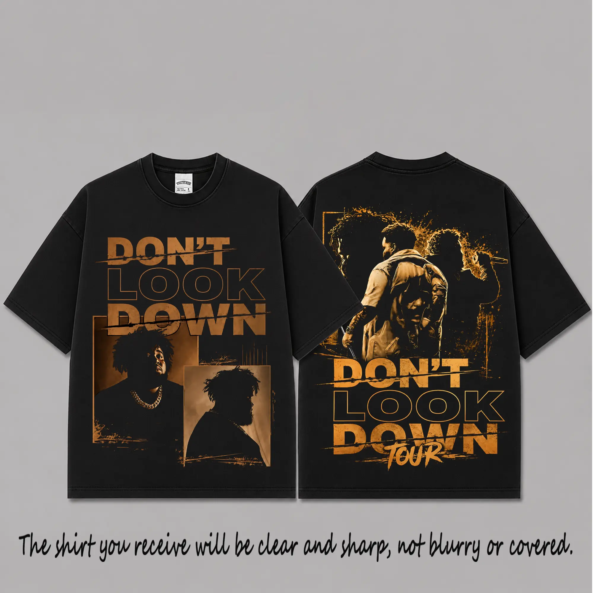 Rod Wave Don’t Look Down Tour Graphic Premium Cotton T-Shirt, Vintage Hip Hop Concert Fan Tee, Black Oversized Streetwear Rap Music Merch, Double Sided Tour Shirt Gift