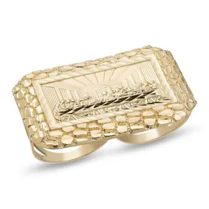14K Gold Dipped Last Supper 2 Finger Ring – Stainless Steel – Hypoallergenic – No Fade – Sizes 7 8 10 11