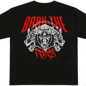 Bark The Ruins Cerberus Graphic 100% Cotton T-Shirt – Gothic Metal Band Style Streetwear, Dark Aesthetic Apparel for Gen Z, Trendy Grunge Top for Rock & Alternative Music Fans