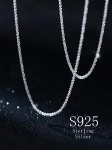S925 Silver Color Necklace, Unique Design Couple Chain, Flat Byzantine Chain, Elegant Party Accessory, Multiple Length Options, Perfect Gift, Unisex Jewelry