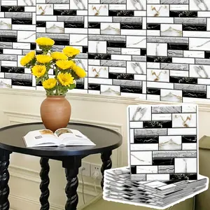 10PCS-Increase the thickness of the boxed self-adhesive waterproof and moisture-proof wallpaper 3D panel ceramic tile wall sticker, living room background wall luxury decoration bathroom waterproof DIY brick sticker