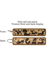 1pc Cute Sausage Dog Embroidered Keychain, Cartoon Fashion Bag Keychain Decor, Creative Design Keychain, Motorcycle Keychain Accessory, Perfect Gift