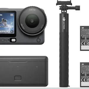 DJI Osmo Action 6 Enhanced Combo, 8K Waterproof Action Camera with 1/1.1" Square Sensor, Variable Aperture of f/2.0–f/4.0, Extended Battery Life with 2 Batteries