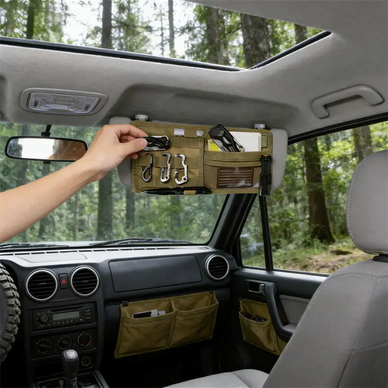 Sleek Car Visor Organizer for Quick Access, Durable Sun Visor Storage with Multiple Pockets, Card Slots & Sunglasses Holder - Universal Fit Car Accessories