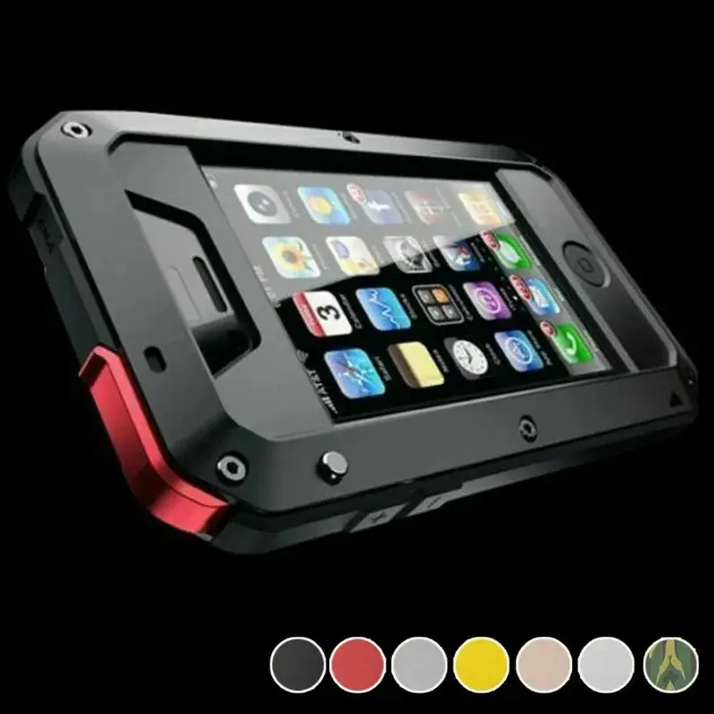 Heavy Tank Doom Hard Metal Waterproof Cellphone Case with Gorilla Glass Screen Protector, Shockproof Armor Protection, Silicone-Lined Fingerprint-Accessible Buttons for iPhone 17Air,17,16,15,14,13,12,11 Pro Max,XR,XS,8,7Plus Mobile Accessory, Water Proof
