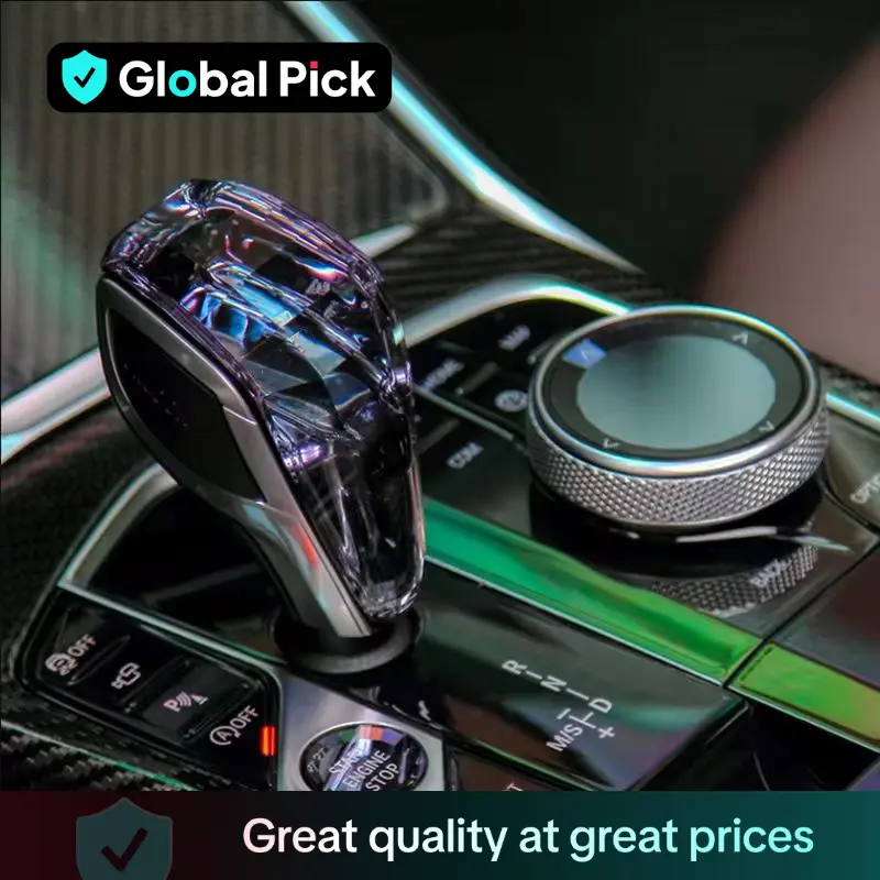 Car Crystal Gear Shift Knob, Rechargeable Car Gear Shift Knob with LED Light, Universal Car Interior Accessories for Toyota Lexus Mazda Mitsubishi Vol