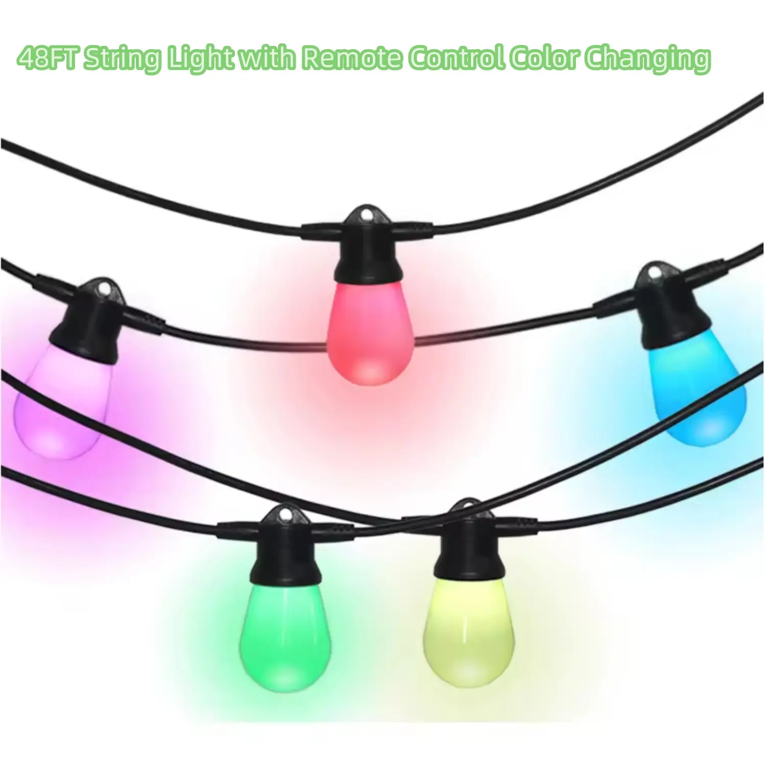 Nw2Lbs Christmas Gift String light 48ft Color Changing Outdoor String Lights Waterproof, Decorative Lights and Patio Lights