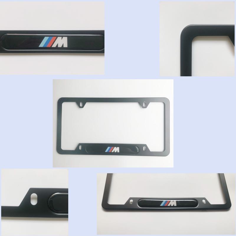 2pcs License Plate Frames with M,Aluminum Alloy License Plate Cover for US Standard License Plate BMW X1 X3 X5 X7 330i M340i M3 M4 auto Water Proof,Wear Resistant,Car Accessories