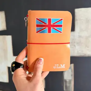 Custom Foil Embossed Artwork A6 Tri-fold Premium Leather Journal