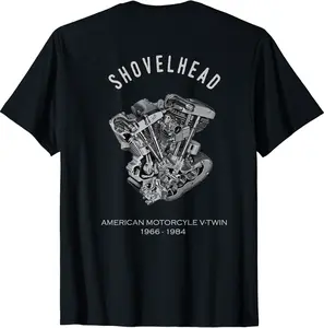 Vintage HD Motorcycle VTwin ShovelHead Engine Drawing Biker T-Shirt - Karenlyn Shop 26B07QNFZLQC