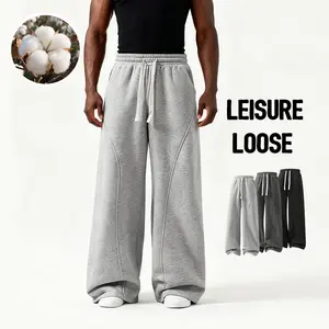 Men's Solid-Color Drawstring Pants with Curved Blade Design—Casual comfort, relaxed fit suitable for all seasons. Street-style men's trousers perfect for everyday wear and layering. Menswear Beige daily wear pant