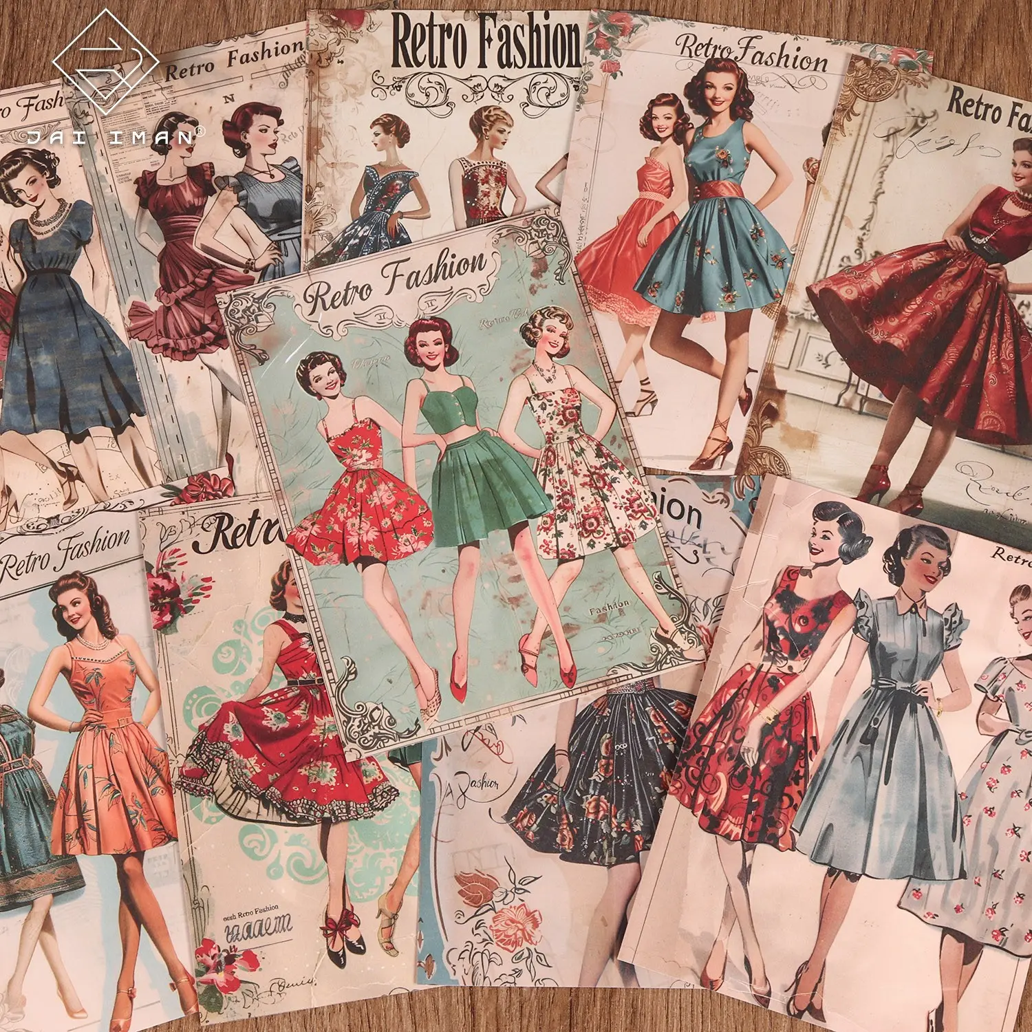 JAIIMAN 32sheets Vintage 50s Fashion Girl Designs DIY Decoupage Paper, Patterned Papers, for Craft Enthusiasts, Journaling Supplies, Scrapbooking Supplies, Notebook Covers, Card Making, Picture Frame Decoration, Crafting Projects