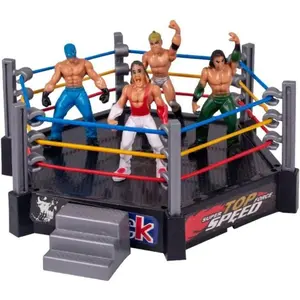 Wrestling Toy Set for Kids, 32-Piece Hexagon Ring Playset with 12 Figures & 18Accessories, Action Figure Toys for Boys, Children's Day Gift