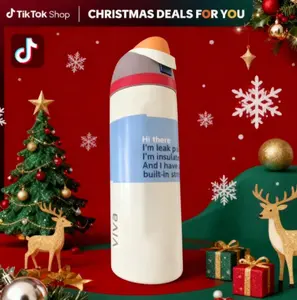 [viva]24oz Gym Girl Stainless Steel Bottle-  Double-Wall Insulated, Leak-Proof & BPA-Free Travel Flask,Christmas and Birthday Gift Button