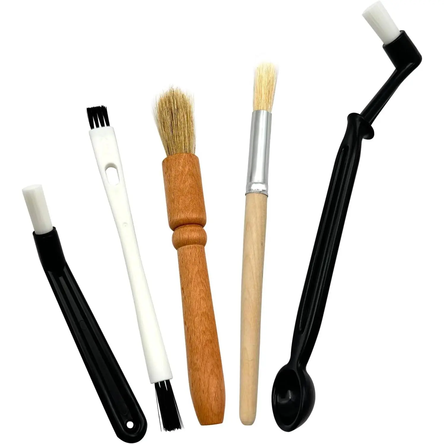Coffee Brush Set with Wooden and Nylon Brushes for Coffee Machine Cleaning, Professional Espresso Brush Set with Nylon Espresso Brushes Wooden Coffee  Cleaning Brushes