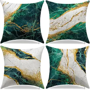 Marble Pattern Cushion Cover, 4 Counts/set Square Throw Pillow Cover, Household Decoration Supplies for Home Living Room Sofa Couch