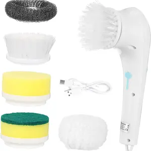 Electric Cleaning Brush with 5 Brush Heads, Handheld Electric Cleaning Brush, Kitchen Cleaning Tool, Bathroom Cleaning Tool, Rechargeable Spin Scrubber