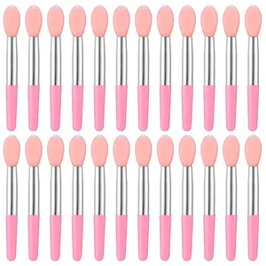 24 Pcs  Silicone Lip Brush Set – Reusable Lipstick and Lip Gloss Applicator Wands, Pink Silicone Makeup Brushes for Lip Balm, Mask, Oil, and Beauty Skincare Application