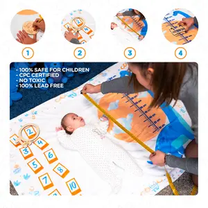 Personalized Baby Milestone Blanket with Name Embroidery - Custom Dinosaur & Giraffe Monthly Growth Chart with Built-in Measuring Tape Ruler - Soft Fleece Newborn Photo Prop - Unique Baby Shower Gift for Boys & Girls - Large Nursery Milestone Blanket