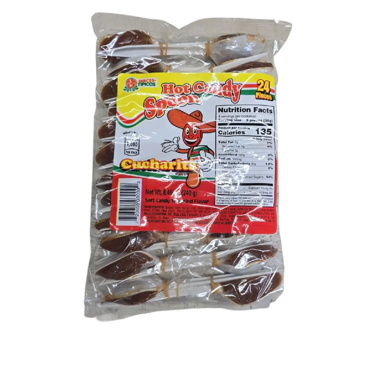 Dulces Tipicos Hot candy Tamarind cover spoon with 24 pieces bag Dulces Tipicos Hot candy Tamarind cover spoon with 24 pieces bag