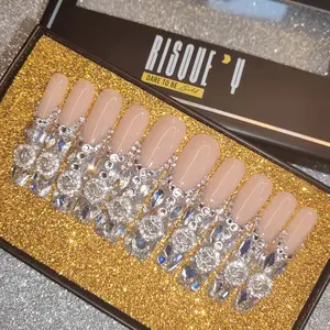 XXL Blinged Diamond Tip Press On Nails Acrylic Nail Art