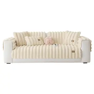 Luxury Faux Fur Thickened Pillow Cover Set, Soft Plush Striped Decorative Cushion for Sofa and Bed, Comfortable Living Room Accessories, Room Cozy Accessories