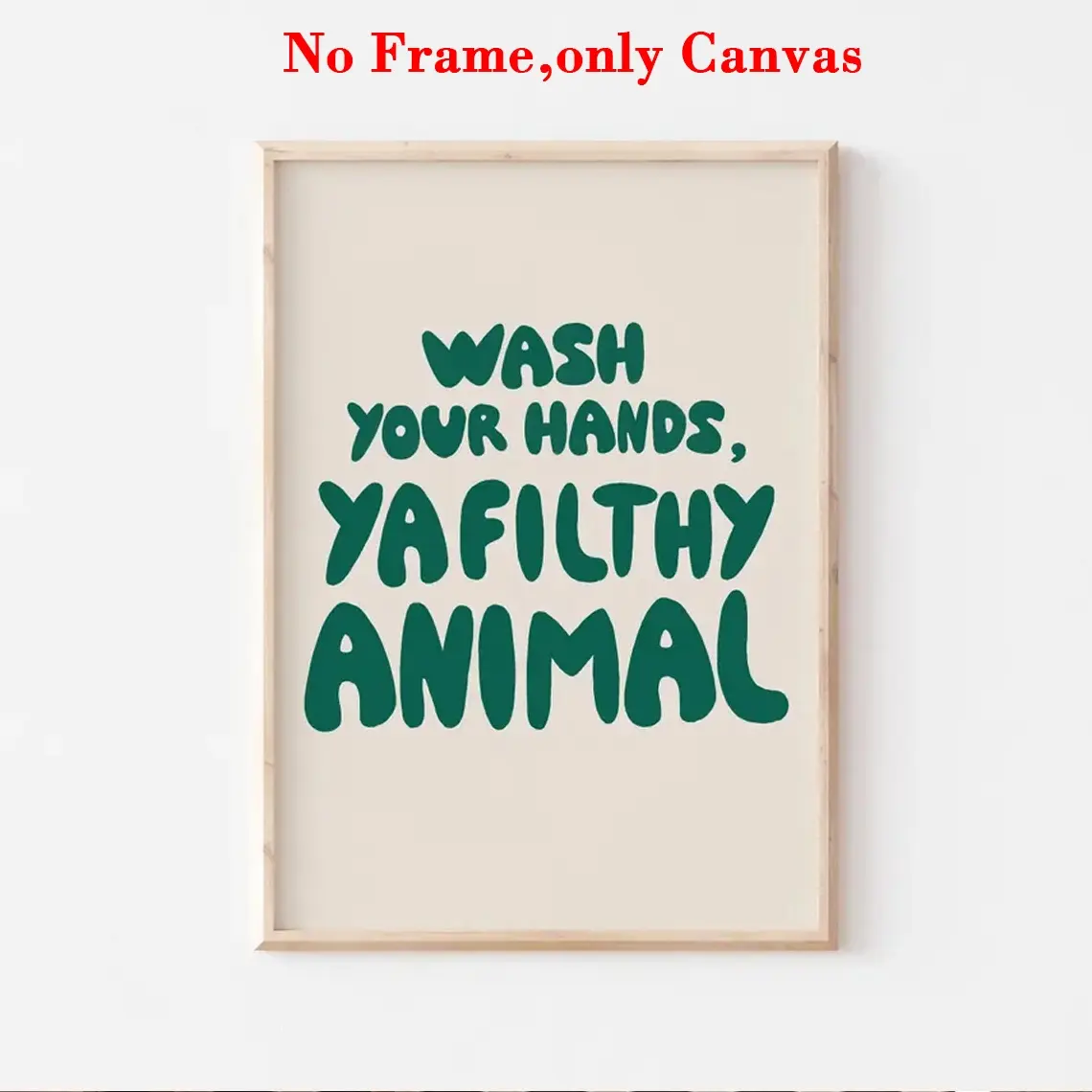 1pc Wall Art, Vintage Poster, Green Wash Hands Art Print, Simple Text Quote Canvas Painting, Unique and Creative Wall Art Decoration, Perfect Decoration for Toilet and Bathroom, Frameless, Unframed Art Print