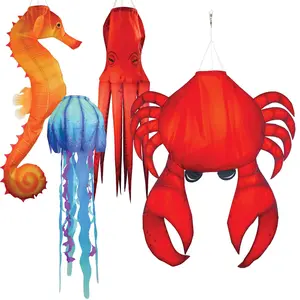 In the Breeze Sea Creatures 3D Windsocks 40 Inch Vibrant Fun Coastal Design Fade Weather Resistant Polyester Fabric Realistic for Beach House Garden Yard Decorations