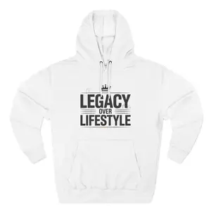 Men's Legacy Fleece Pullover Hoodie - Menswear Long Sleeve Soft Cotton Casual Embroidery Print Tops with Plush Layers and Kangaroo Pocket