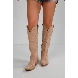 Staying Put Beige Western Boots