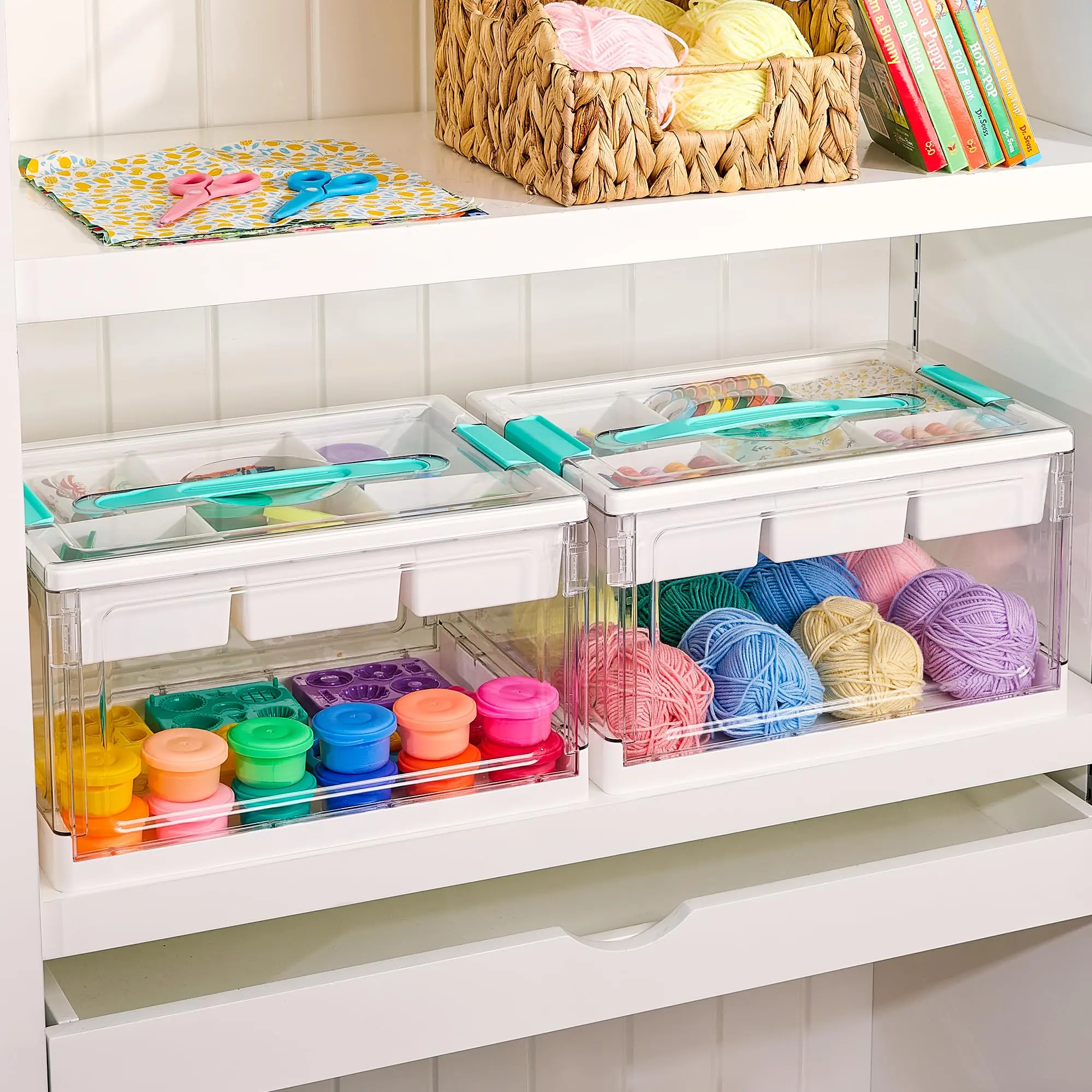 STEFANY ClearC Thermo pack 2個セット Vtopmart 1-2Pack 24QT Clear Craft Storage Bin with Removable Trays