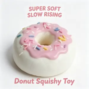 Cute Donut Squishy Toy, Safe Silicone Stress Relief Squeeze Toy, Non-Toxic Slow Rising Fidget Toy for Anxiety, Kawaii Dessert Decompression Toy