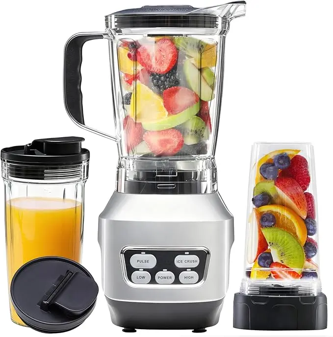 Complete Smoothie Blender Set for Healthy Living: 1200W Power with 60oz, 34oz & 24oz Cups - Professional Blender for Ice Crush, Protein Shakes, Juice & Family Meals