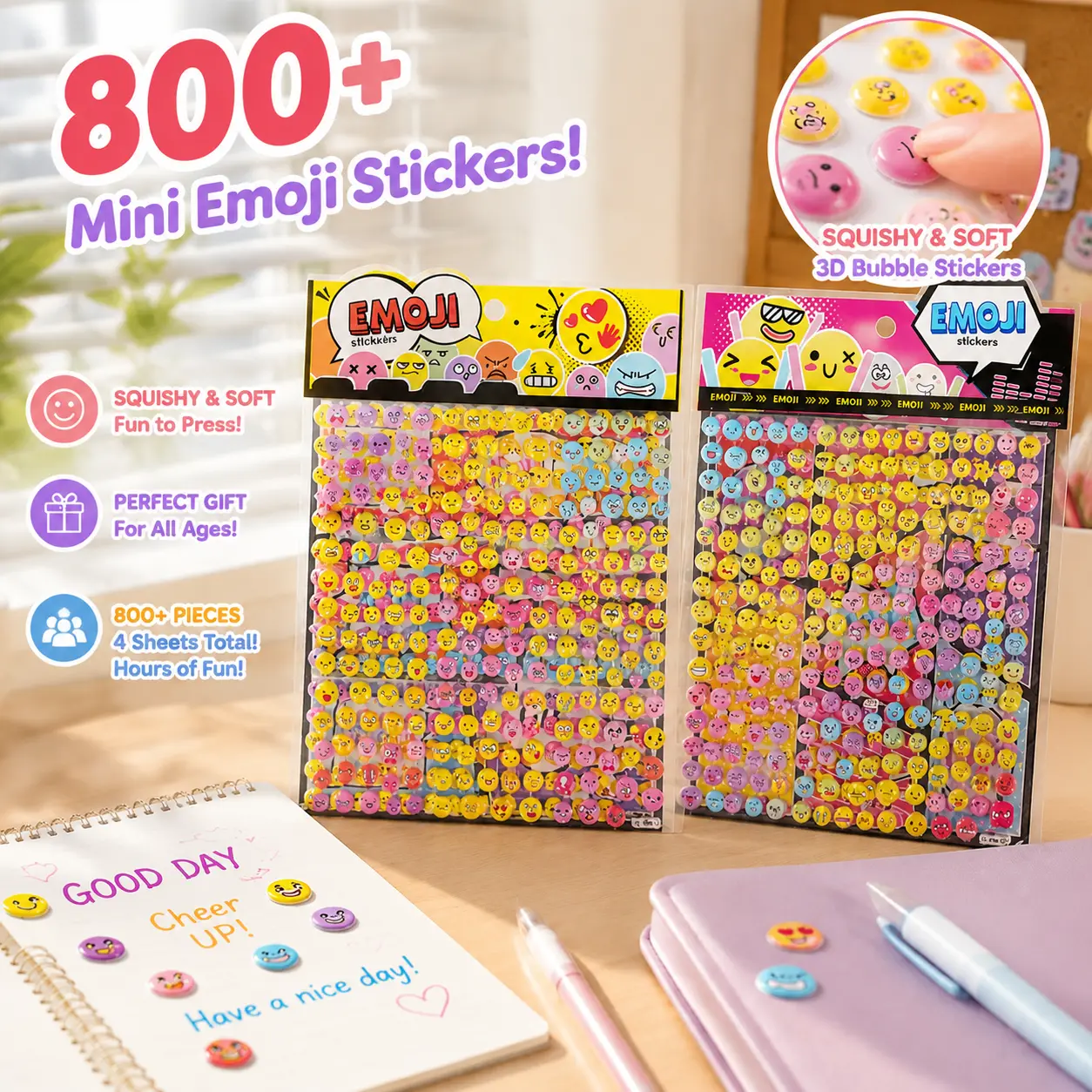 3D Puffy Emoji Stickers for DIY Crafts - Cute Kawaii Bubble Stickers for Cup, Phone Case, Laptop & Journal Decoration