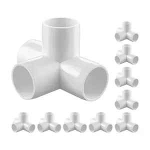 fathersdaygift VEVOR 4-Way PVC Fittings, 1-inch PVC Pipe Joints Elbow Connector, 10-Pack Furniture Grade Pipe Corner Connectors for DIY Storage Rack, Animal Cage, Garden Support Frame, Impact Weather-Resistant