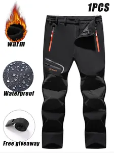 Men's Outdoor Sports Long Pants, Runner Pants, Durable Waterproof Fleece Lined Warm Hiking Trousers, Ideal for Mountain Climbing and Trekking