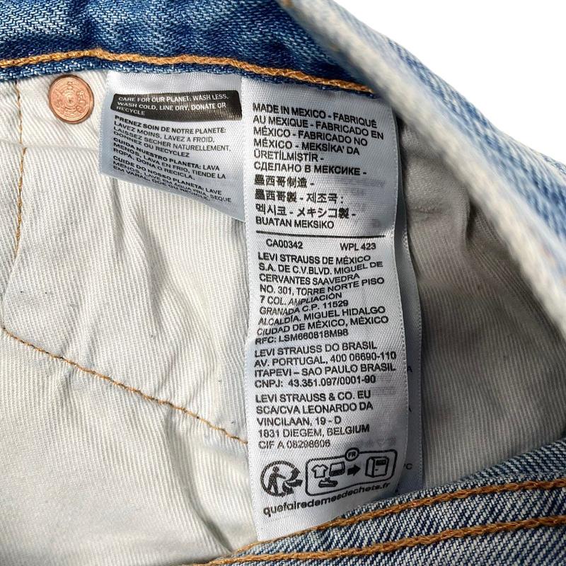 Denim Tears x Levi's 501 Cotton Wreath Logo Jeans Light Wash Indigo White