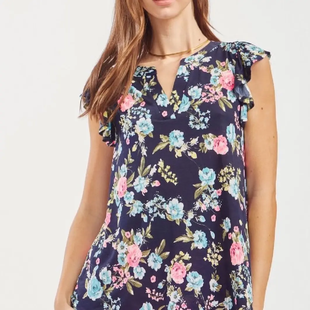 Dear Scarlett Lizzy Flutter Sleeve Navy C0012