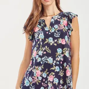 Dear Scarlett Lizzy Flutter Sleeve Navy C0012