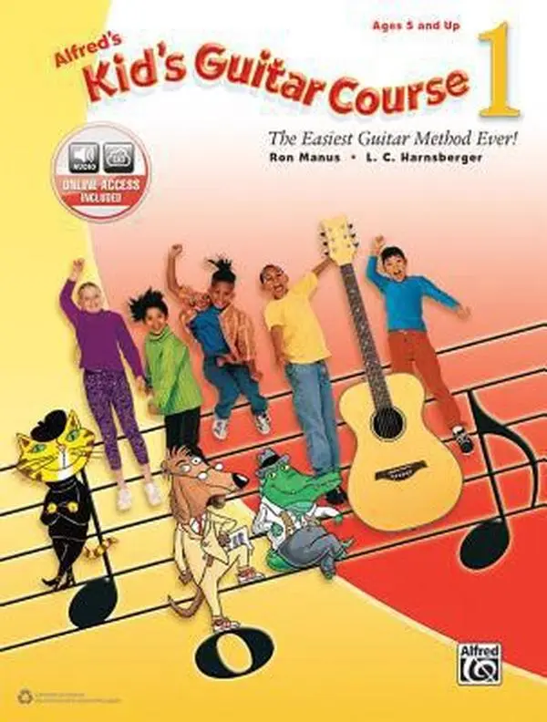 USED Book - Alfred's Kid's Guitar Course 1: The Easiest Guitar Method Ever!, Book & Online Audio by Manus, Ron (Paperback) - english