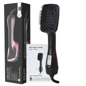 110V 3 in 1 Multifunctional Anion Hair Dryer Brush Comb Styler Hairdressing Tool US Plug